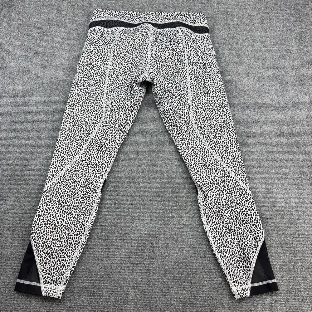 lululemon Inspire Tight II Women's Size 8 Black White Mesh Zip Pocket Leggings